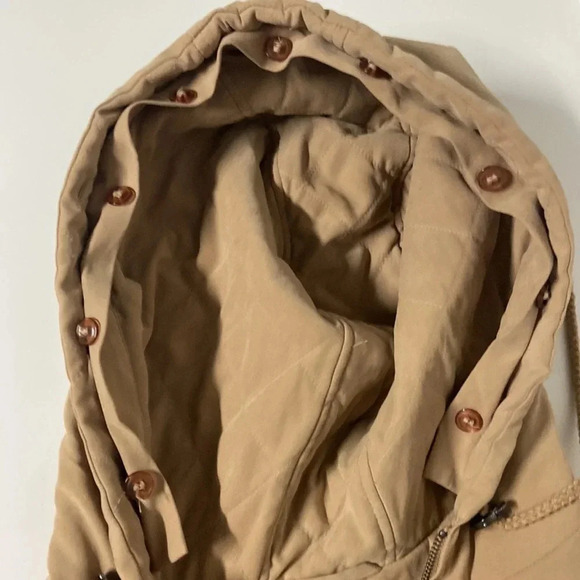 Imperfect winter coat made in Russia removable raccoon fur large tan heavy coat - Picture 4 of 16